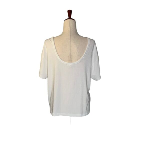 Rag and Bone The Knit Open Back Tee Shirt in White | Size M - Picture 4 of 9